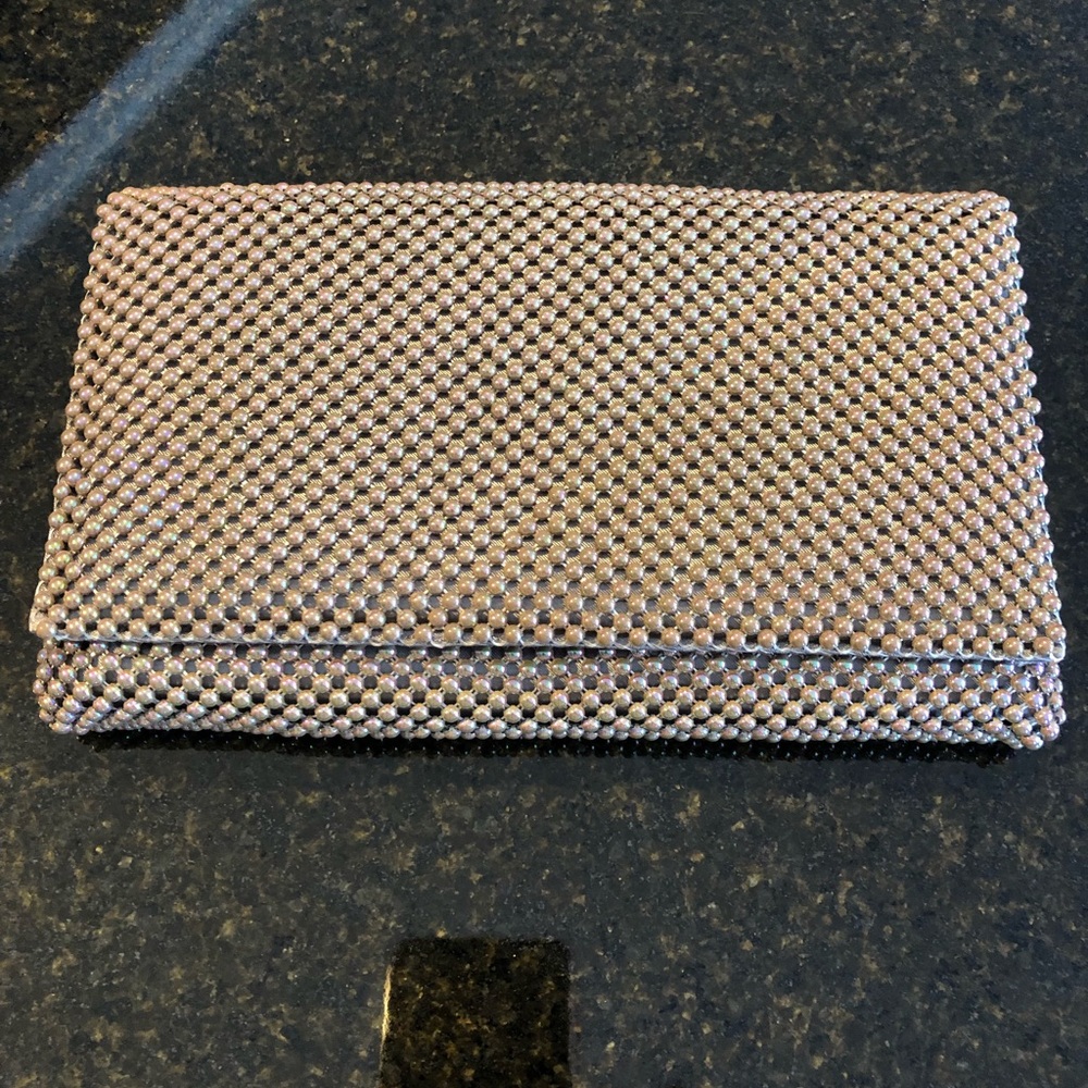Blush beaded clutch